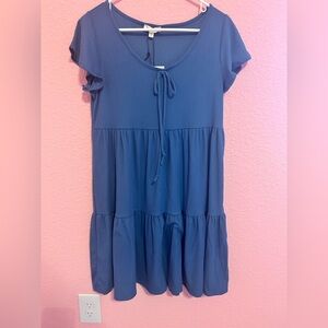 See You Monday Blue Dress with Tie Front